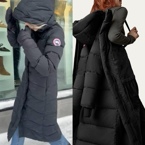 Canada Goose Alliston Long Parka Red Logo Jacket Black size xs - Picture 2 of 16